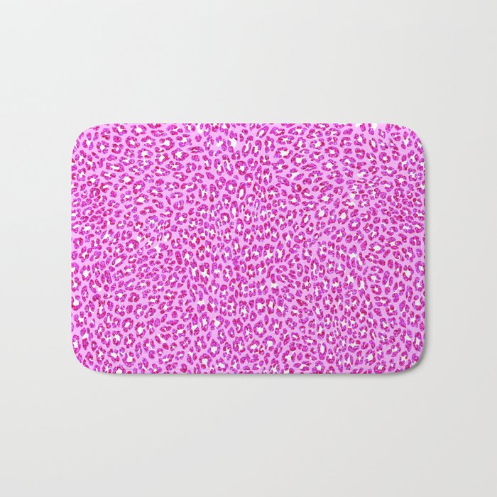 Light Pink Glitter Cheetah Print Bath Mat