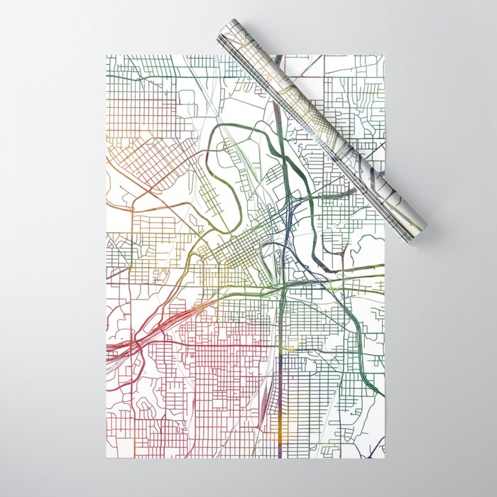 Fort Worth Watercolor Map by Zouzounio Art Wrapping Paper