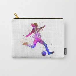 Girl playing soccer football player silhouette Carry-All Pouch
