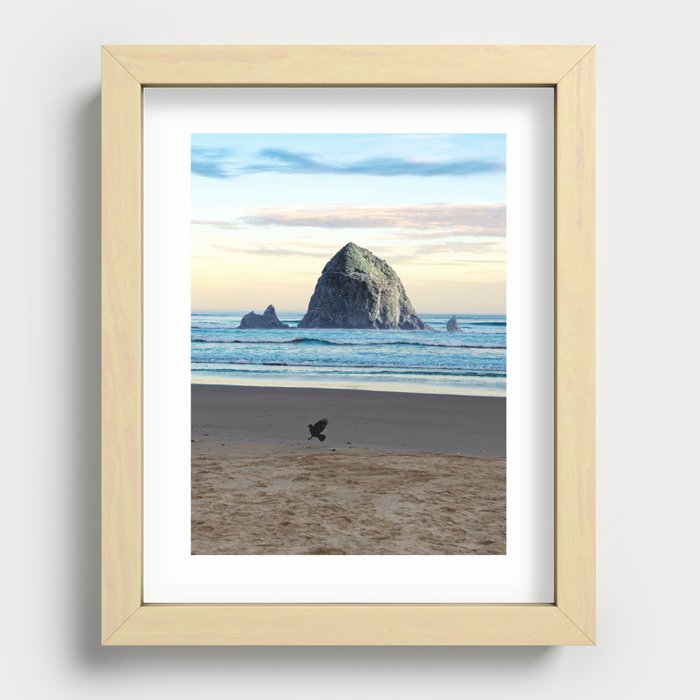 Oregon Coast | Haystack Rock and Baach Collage Recessed Framed Print