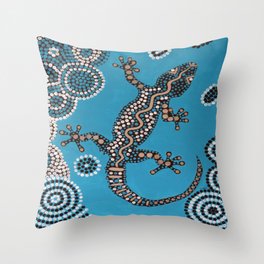 Aboriginal Art, gecko Throw Pillow | Painting, Illustration, Abstract, Animal 