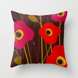 Red Poppy Flowers by Friztin Throw Pillow