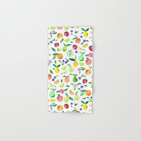 Fresh Fruit - a watercolor pattern Hand & Bath Towel