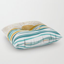 The Sun and The Sea - Gold and Teal Floor Pillow