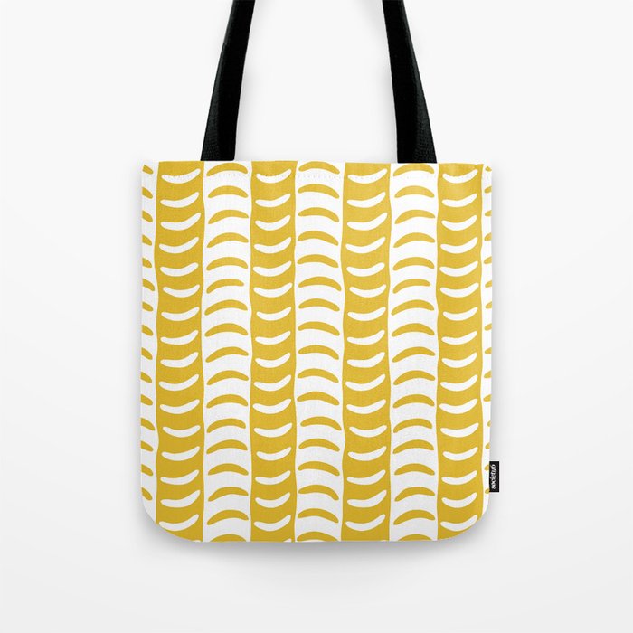 Wavy Stripes Mustard Yellow Tote Bag