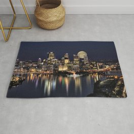 Moon Rise Over Pittsburgh Rug