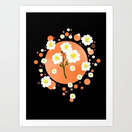 White Blossoms and Pink Dots Art Print