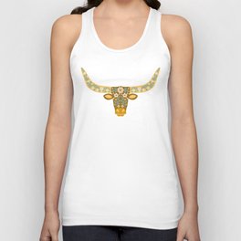 Floral Longhorn - Yellow and Blue Unisex Tank Top