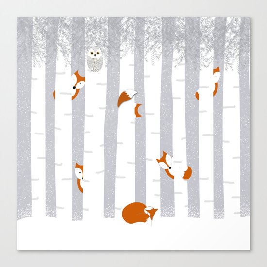 Playing in the snow Canvas Print