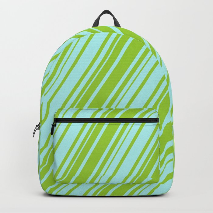 Turquoise and Green Colored Lined Pattern Backpack