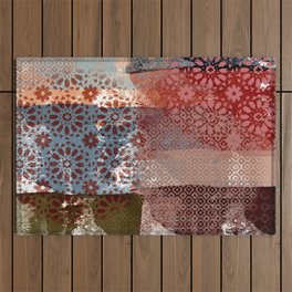 BOHO Watercolor Patchwork  Outdoor Rug