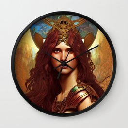 Fantasy Priestess in Front of Alternate Dimensions  Wall Clock