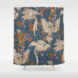 Cockatoos and Pomegranates 2 - Walter Crane Shower Curtain