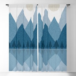 Calming Abstract Geometric Mountains Blue Blackout Curtain