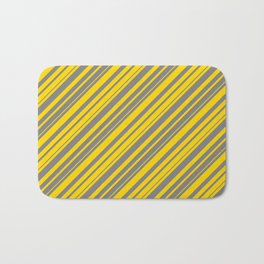 [ Thumbnail: Gray & Yellow Colored Lined Pattern Bath Mat ]