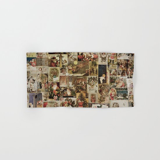 Merry Christmas- Santa angels & friends- collage Hand & Bath Towel