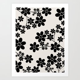Cherry Blossom | 12 - Beige And Black Art Print