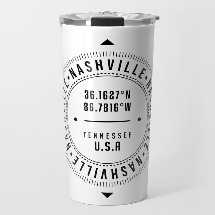 Nashville, Tennessee, USA - 1 - City Coordinates Typography Print - Classic, Minimal Travel Mug