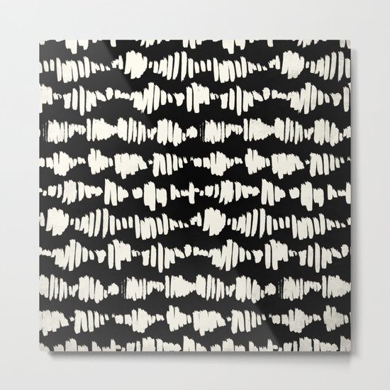 Tribal Song Cream on Black Metal Print