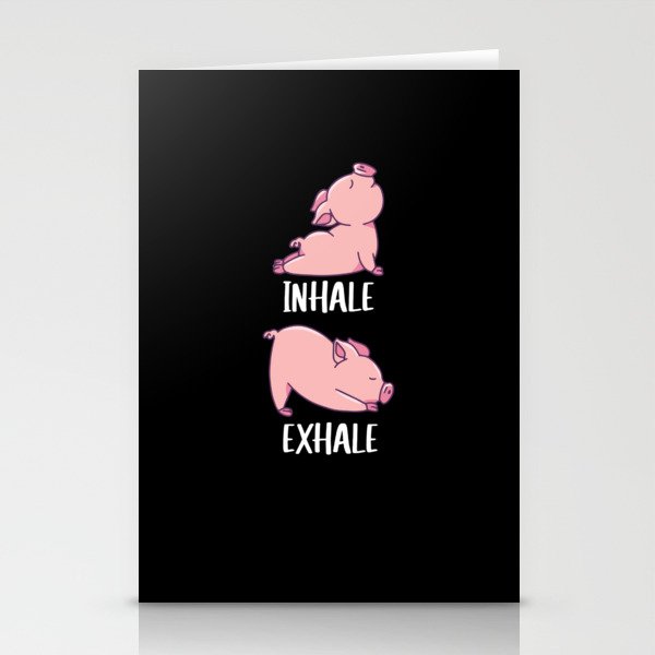 Pig Yoga Cute Pigs Doing Sport inhale exhale Stationery Cards