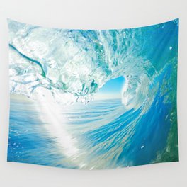 Clear Blue Wave, Surfing Heaven  Wall Tapestry