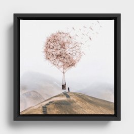 Flying Dandelion Framed Canvas