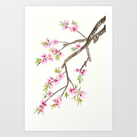 pink peach flowers Art Print