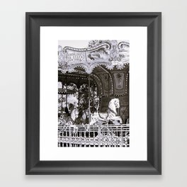 Carousel Horses - NY - B&W Framed Art Print
