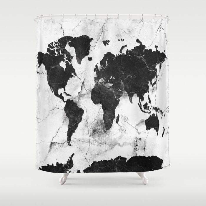 world map marble 3 Shower Curtain