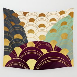 SAMMAL design - golden-purple peacock feathers Wall Tapestry