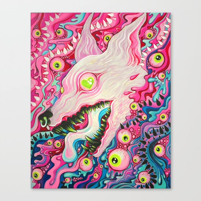 Glitterwolf Acrylic Painting Canvas Print By Cloudsover31 Society6
