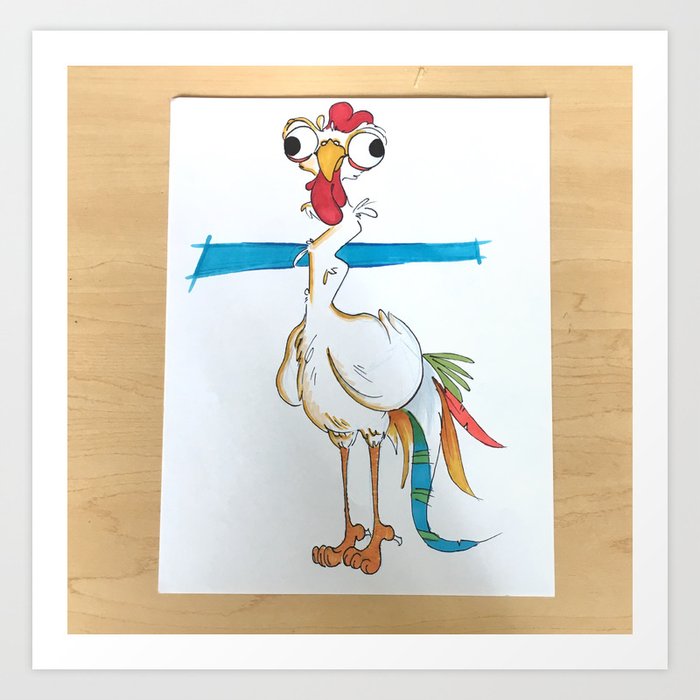 Hang Loose Rooster Art Print By Alli Sketch Society6