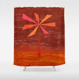 Lone Flower Orange Shower Curtain