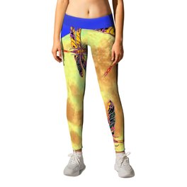 Golden Dragonflies Love Moon Light Leggings | Nature, Animal, Painting, Abstract 