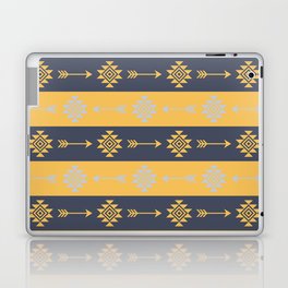 Aztec pattern - navy blue, yellow, light blue Laptop Skin