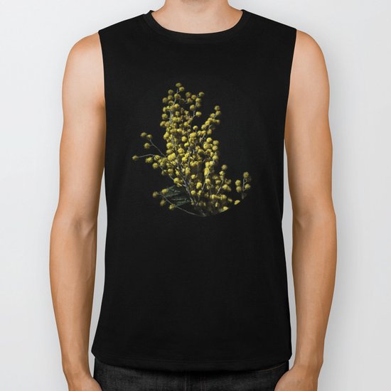 Silver Wattle Flowers Biker Tank