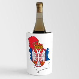 Serbia Map with Serbian Flag Wine Chiller