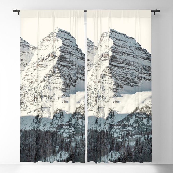 Maroon Bells Mountains in Black and White Blackout Curtain