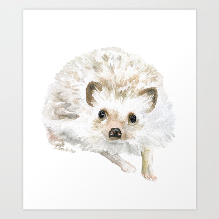 Watercolor Hedgehog Painting - Woodland Animal Art Art Print