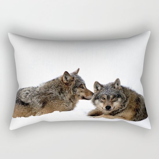Wolves In the Snow Rectangular Pillow