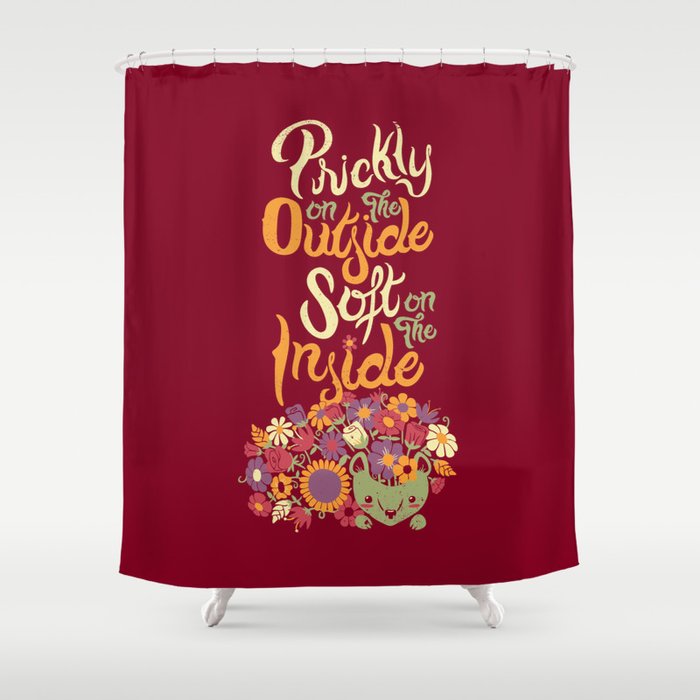 Prickly On The Outside Soft On The Inside Hedgehog Flower Shower Curtain