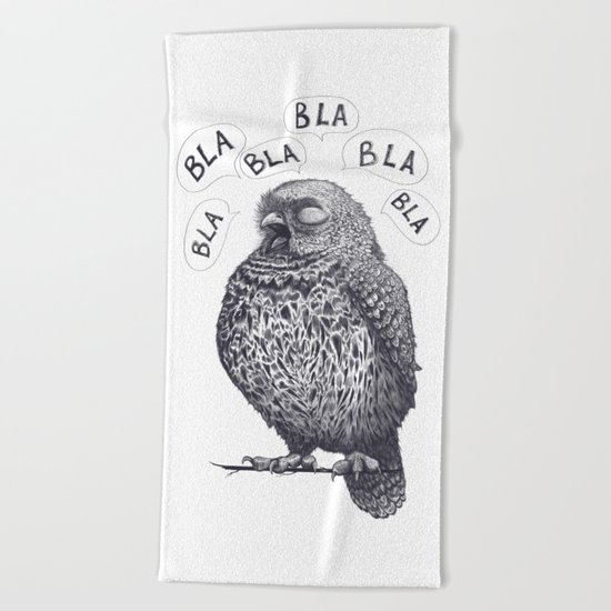 Owl bla bla bla Beach Towel