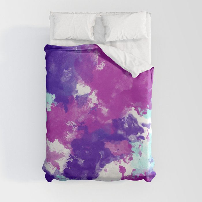 purple magenta flowing watercolour Duvet Cover