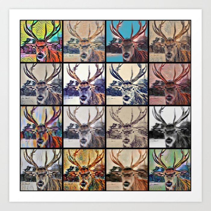 Stag Head Pop Art Abstract Deer Design Art Print By Printpix