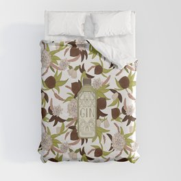 Gin Bottle in a sea of Flowers Duvet Cover