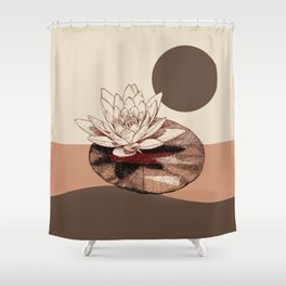 Lotus Flower with The Dark Sun modern surreal illustration Shower Curtain