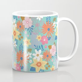 Spring flowers | Teal | Orange | Yellow | Mother's Day gift | Coffee Mug