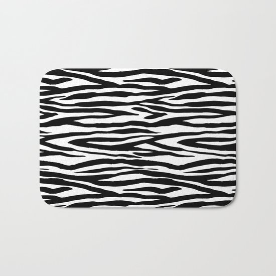 Zebra stripes pattern black and white Bath Mat