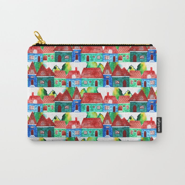 Watercolor houses Carry-All Pouch