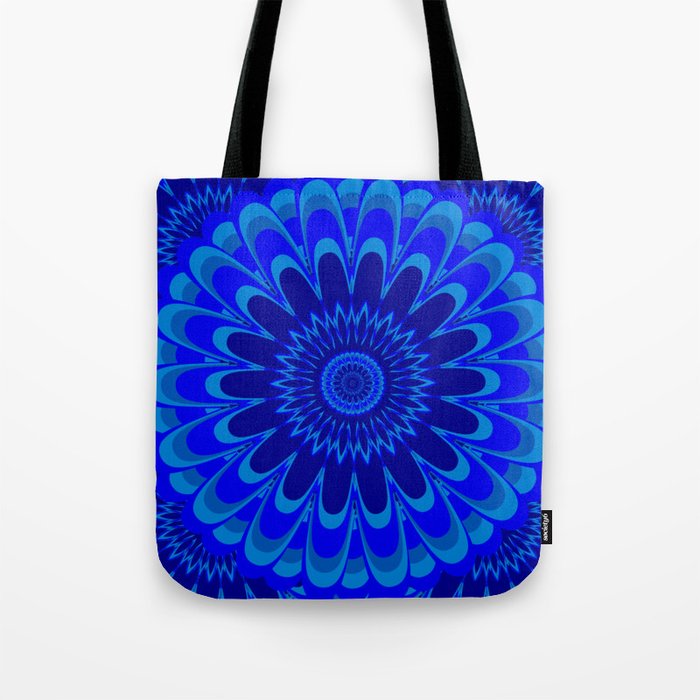 Summer Mandala Full Bloom Celebration in Vibrant Blue Tote Bag